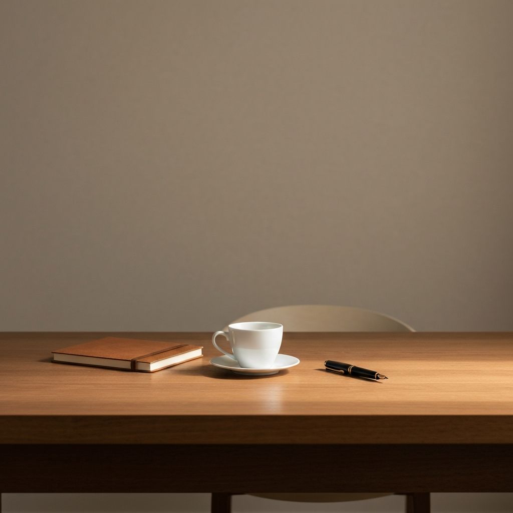 Elegant workspace with notebook and coffee